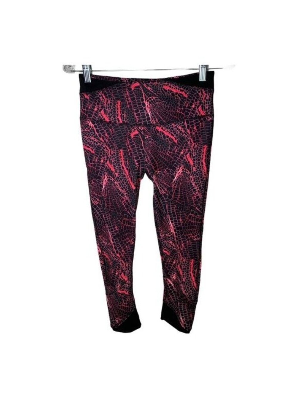 Champion Small Crop Leggings Black Pink Athletic Gym Workout